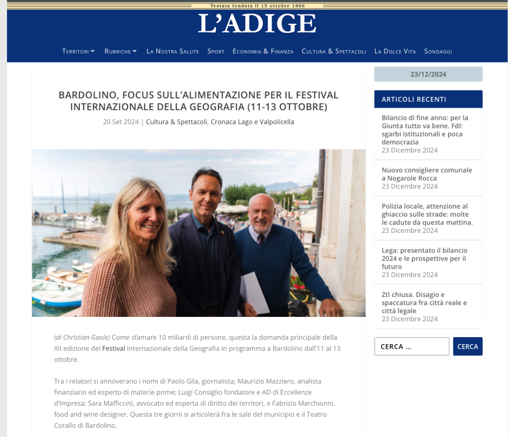 Giornale Adige 20 settembre 2024